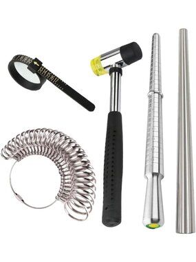 Ring Sizing & Repair Kit - Aluminum Mandrel, Steel Mallet, Jewelry Fixer Set